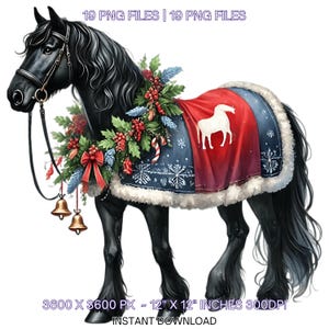 19 Christmas Black Horse PNG Clipart Santa Horse Santa Hat Santa ...