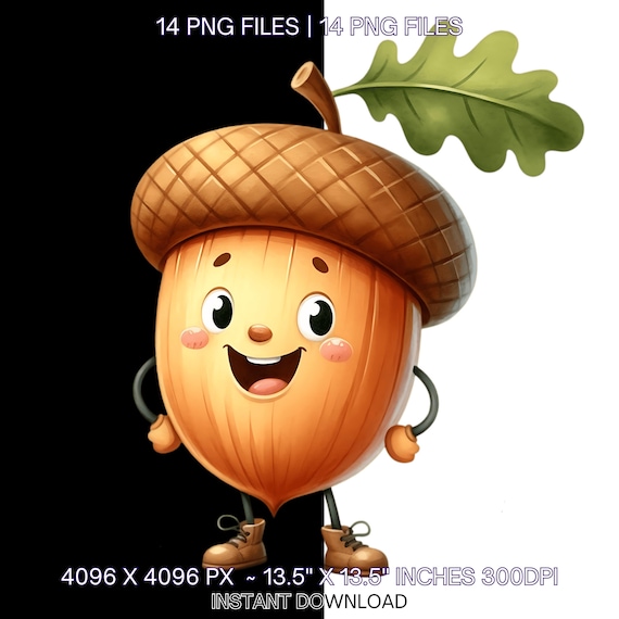 Watercolor Acorn Clipart | Fall PNG Bundle (digital Download - Etsy