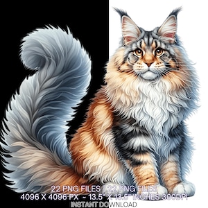 Cat Breeds Watercolor Clipart Bundle: Realistic Cats PNG (Digital Download)