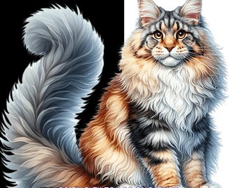 Cat Breeds Watercolor Clipart Bundle: Realistic Cats PNG (Digital Download)