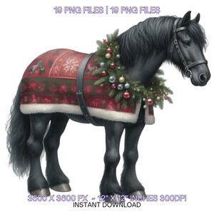 19 Christmas Black Horse PNG Clipart Santa Horse Santa Hat Santa ...