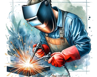 Welding PNG Clipart | Iron Worker Welder  | Watercolor Welding Watercolor Illustration Clipart | Welding Welder PNG Graphic Commercial Use