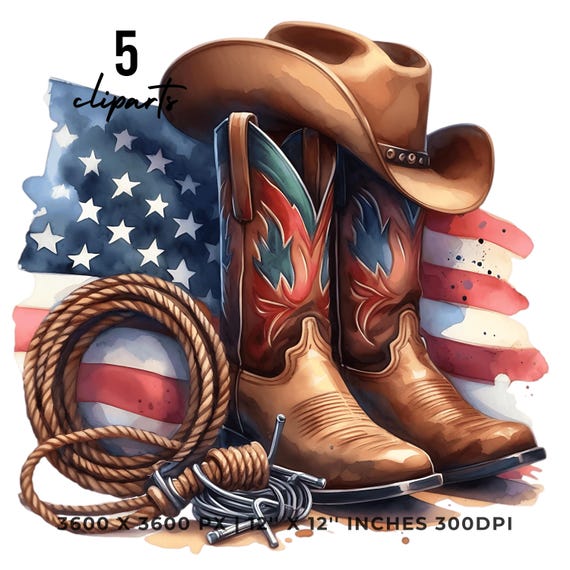 Patriotic Cowboy Boots PNG: US Flag Western Clipart (digital  display picture 2