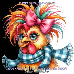 10 Chicken PNG | Chicken Clipart | Cute Crazy Chicken Sublimation | Fancy Crazy Chicken Chick PNG | Crazy Chicken Farm Life Commercial Use