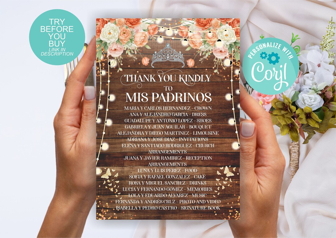 Rancho Quinceanera Padrinos List, Rose Gold Quinceanera, Quince Lista