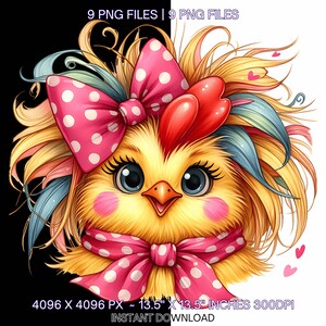 9 Chicken Clipart | Chicken PNG | Cute Crazy Chicken Sublimation | Fancy Crazy Chicken Chick PNG | Crazy Chicken Farm Life Commercial Use