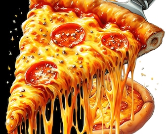 Watercolor Pizza Slice Clipart: Italian Food PNG JPG (Digital Download)