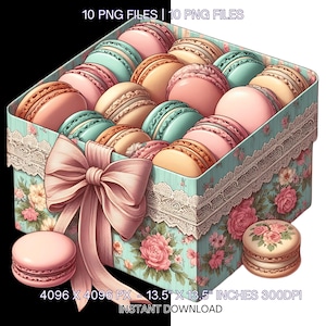 Vintage Macarons Clipart | Watercolor Dessert PNG (Digital Download)