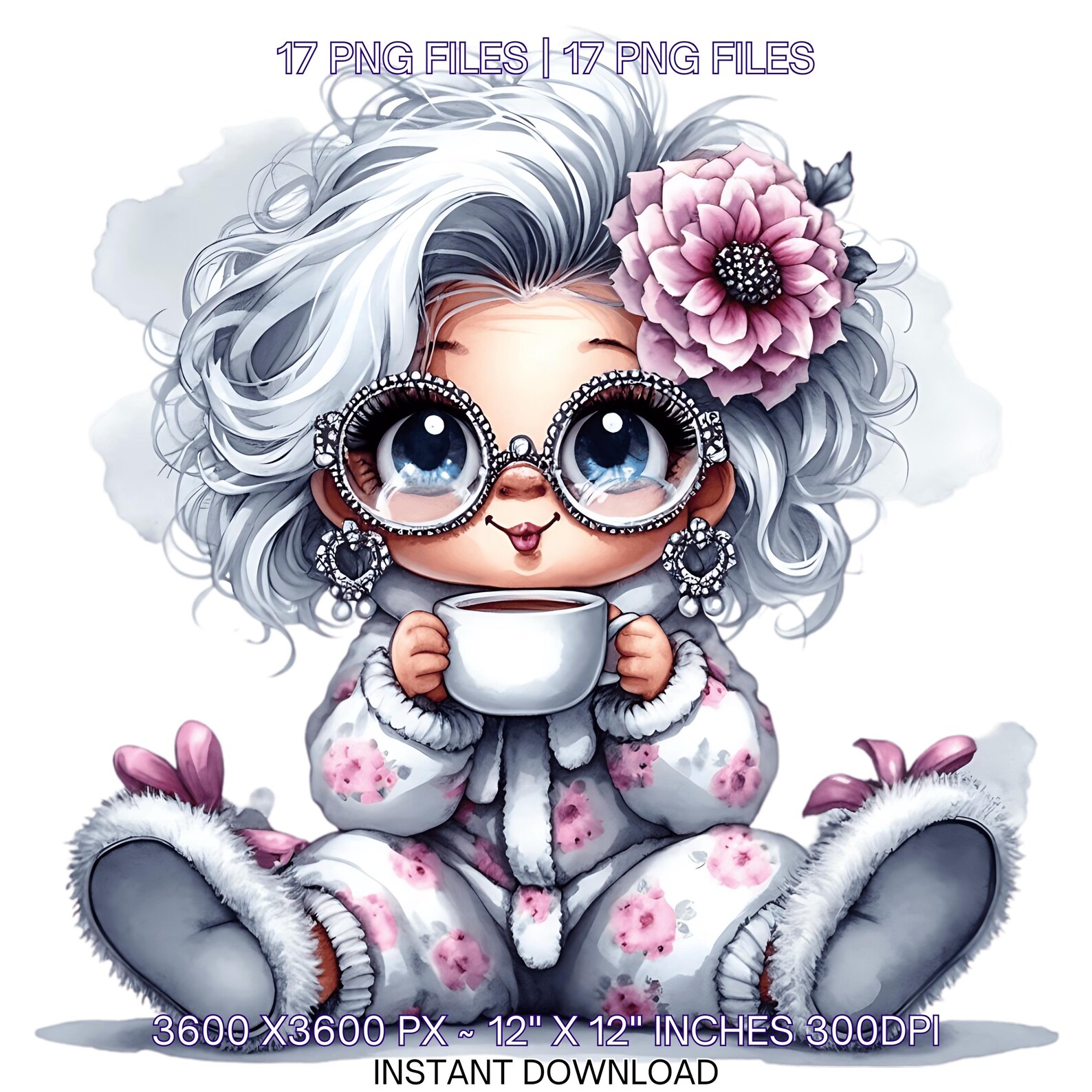 Grumpy Grandma PNG Clipart: Funny Old Lady Cartoon (digital Download ...