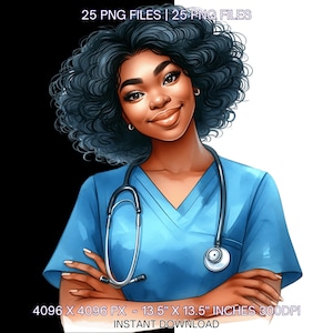 25 Enfermera PNG Clipart / Enfermera PNG Clip Art Paquete / Enfermera Estética Png Transparente / Hospital Atención Médica Clipart Uso Comercial