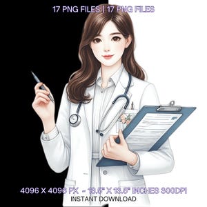 Doctora Clipart / 17 PNG 17 JPG Doctora Clipart / Imagen de Doctor / Doctor Clipart Ilustración Estética Uso Comercial