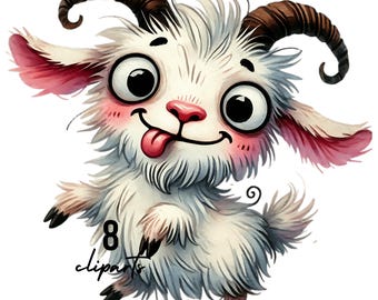 Frazzled Goat Clip Art, Quirky Animal Graphics (Digital Download)