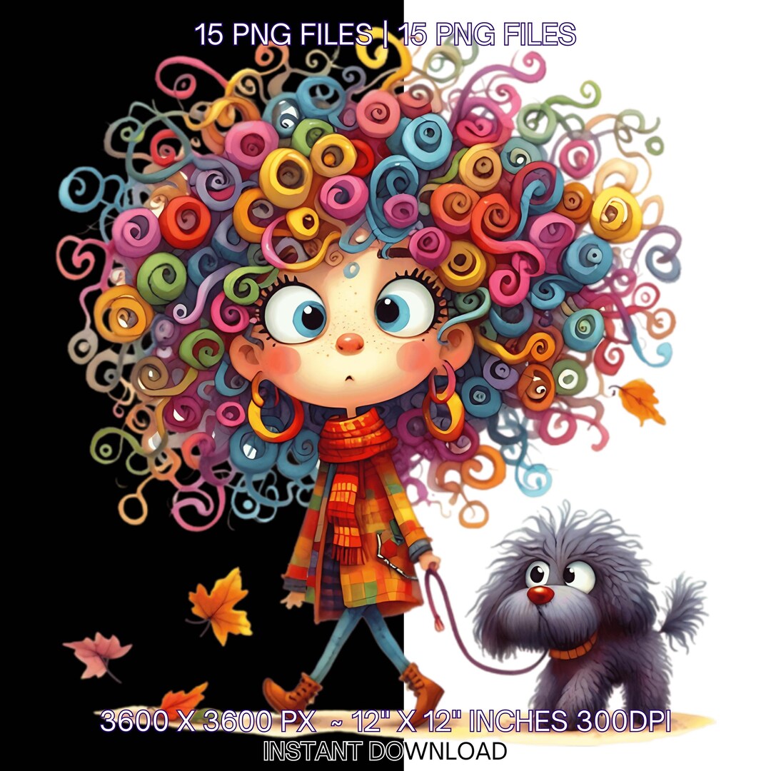 15 Quirky Pet Sitter Art Watercolor JPG | Girl Walking a Dog | Dog ...