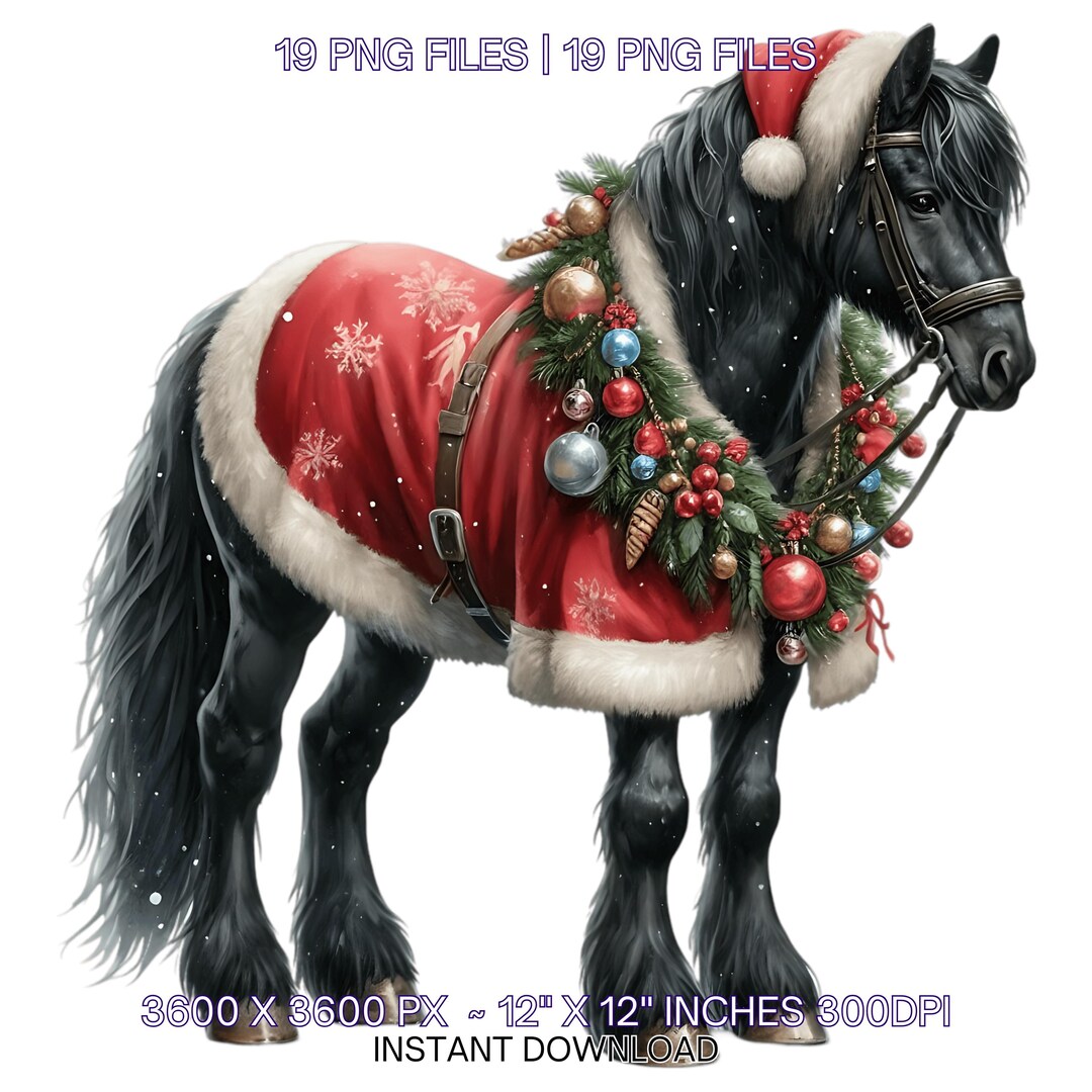 19 Christmas Black Horse PNG Clipart Santa Horse Santa Hat Santa ...