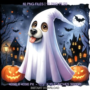 10 Ghost Dog Clipart PNG | Cute Halloween Dogs Clipart | Spooky Dog ...