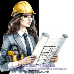 14 Ingeniero PNG / Ingeniero en Profesión de Equipo de Seguridad / Clipart de Ingeniero Estético de Acuarela / Arte de Hombre de Mantenimiento Uso Comercial Digital