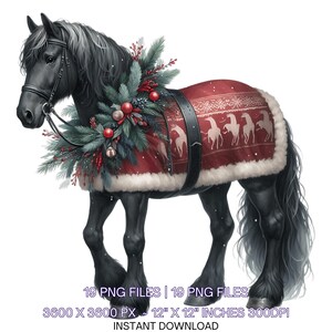 19 Christmas Black Horse PNG Clipart Santa Horse Santa Hat Santa ...