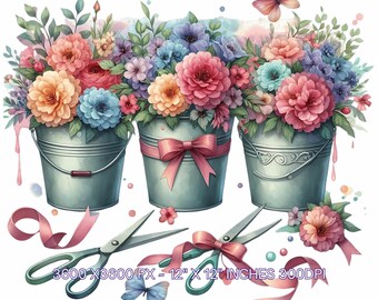 Watercolor Florist Clipart: Floral PNG & JPG Bundle