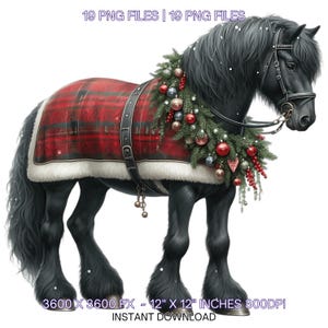 19 Christmas Black Horse PNG Clipart Santa Horse Santa Hat Santa ...