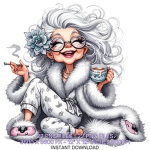 22 elegante gekke oma, dag in dag uit png-afbeeldingen | Grappige oude elegante dame schattige cartoon witte oma | Happy Woman-sublimatie commercieel gebruik