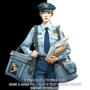 Watercolor Postal Worker Clipart: Mailman PNG Art (digital Download) - Etsy