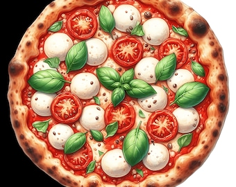 Watercolor Pizza Clipart | Italian Food PNG JPG (Digital Download)