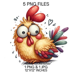 Funny Chicken PNG Clipart | 5 Cute Chicken PNG Sublimation | Crazy Chicken Digital Download | Farm Life Chicken Chick PNG Commercial Use