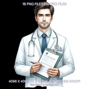 18 Doctor Clipart | Male Doctor Png | Man Doctor Clipart | Doctor Image | Doctor Clipart Aesthetic Illustration Commercial Use