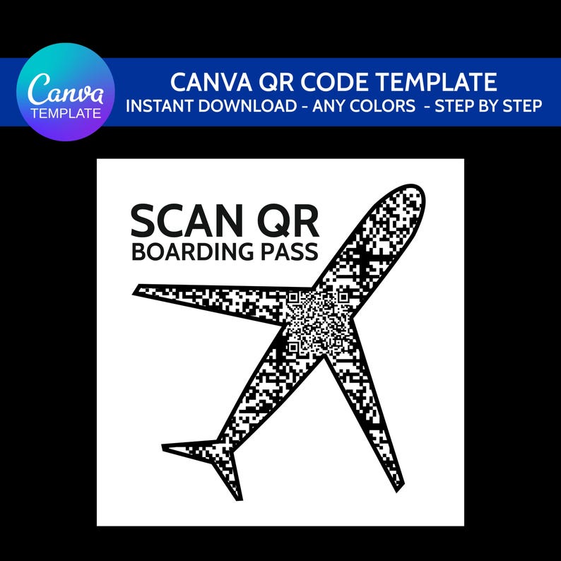 Boarding Pass QR Code Canva Template: Flight Tracker (digital Download ...