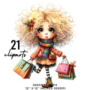 21 cliparts shopping insolites aquarelle PNGs JPG | Scrapbooking, journal indésirable | Kit de fabrication de cartes | Clipart fantaisiste fantastique à usage commercial