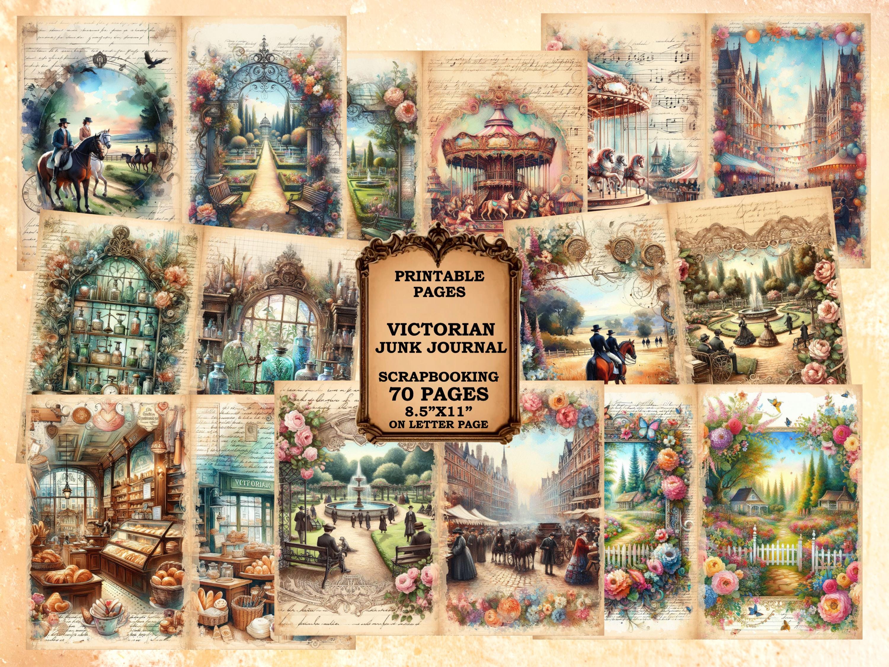Victorian Junk Journal Digital Kit Printable | 70 Whimsical Vintage ...