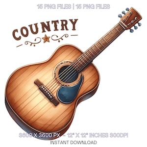 15 illustraties voor countrygitaren | Countrymuziek, png-clipart, png | Grillige scrapbookingkaarten maken Sublimatieontwerpen Commercieel gebruik