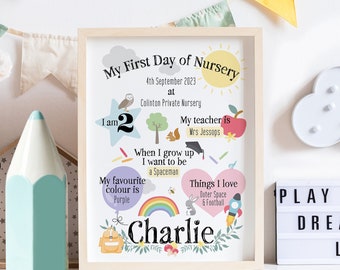 Personalised My First Day of Nursey Keepsake Print • Bespoke with your child's details