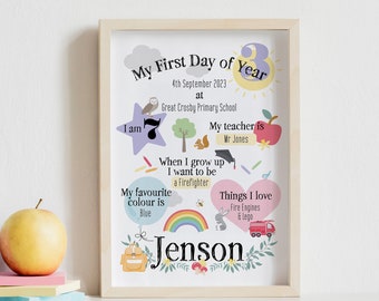 Personalised My First Day of Year... Keepsake Print • Bespoke with your child's details