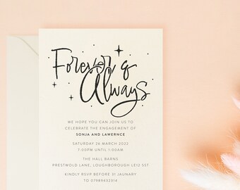 Clarity Forever & Always Engagement Invitation • with envelopes