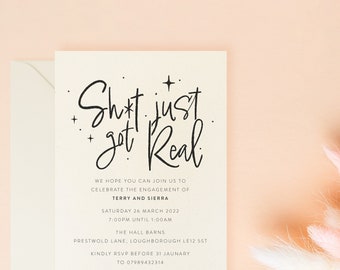 Clarity Sh*t just got Real Engagement Invitation • with envelopes