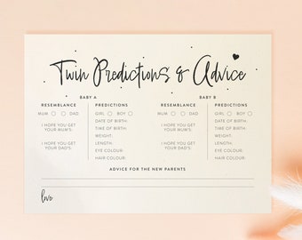 Clarity Twin Baby Shower Prediction Cards