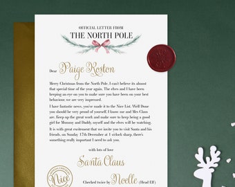 Personalised Letter from Santa Visit Invitation - Christmas Official Checklist including wax sealed envelope