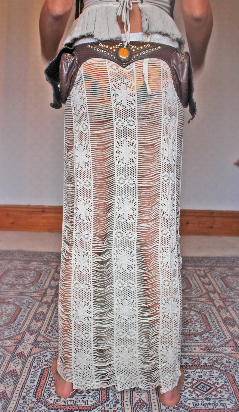 Lace Maxi Skirt brown - Etsy
