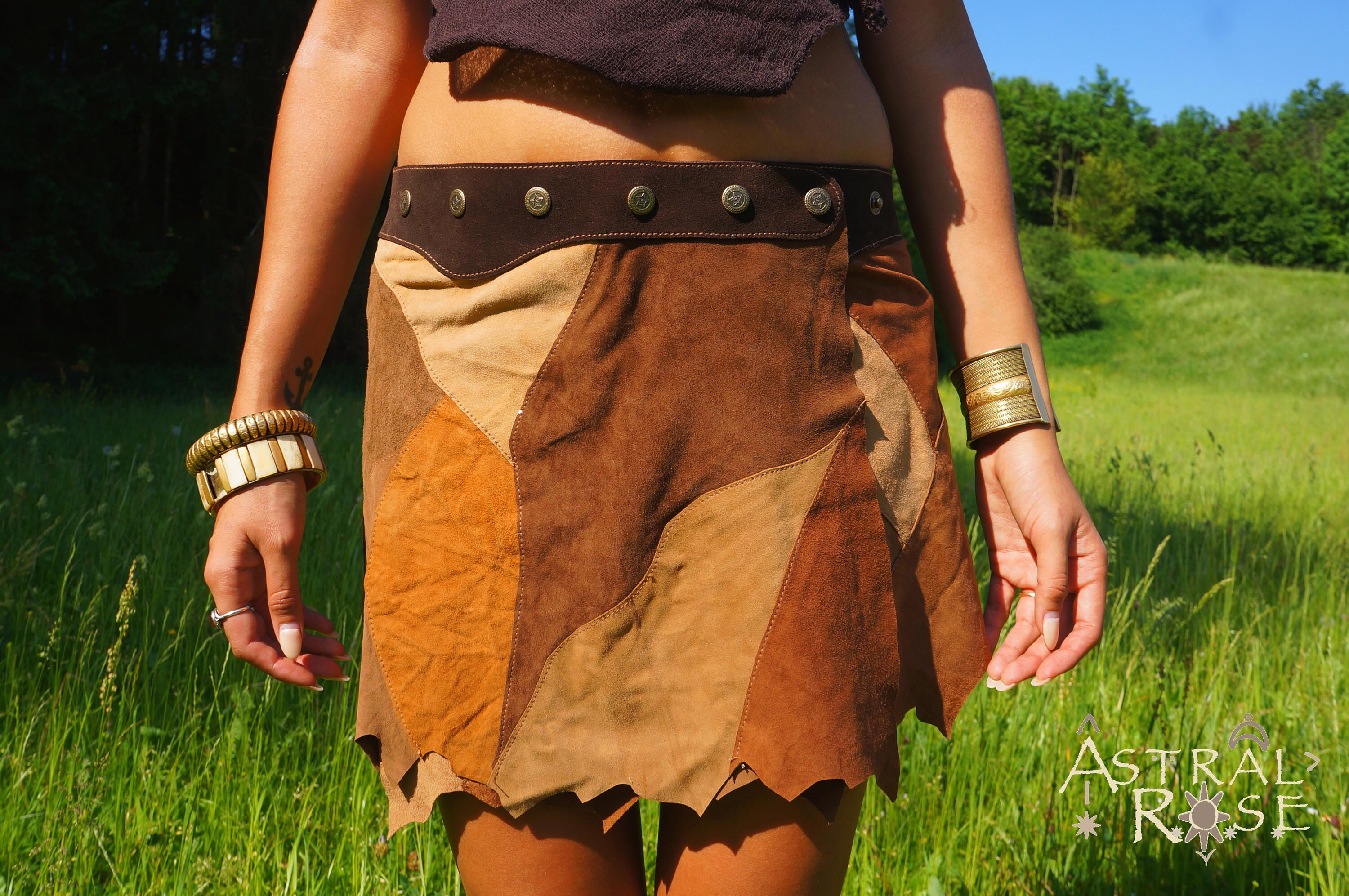 Earthy Patchwork Suede Mini Skirt - Etsy