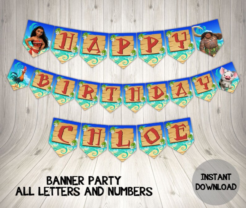 Instant Download Moana Banner Moana Background Moana Etsy