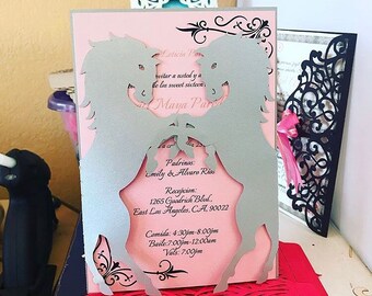 Flowers And Lace Photo Quinceanera Invitation Invitacion De Etsy