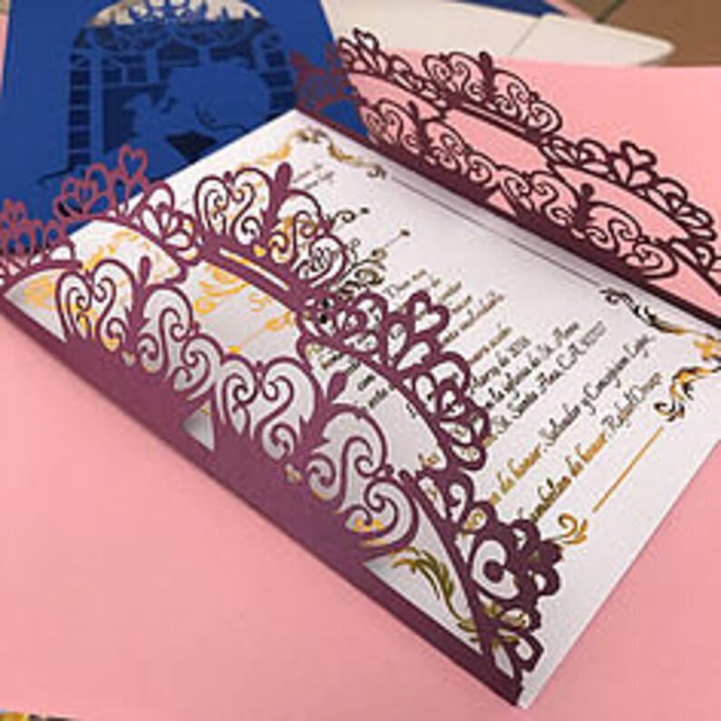Crown Laser Cut Invitations Cards Invitation Quinceanera Etsy