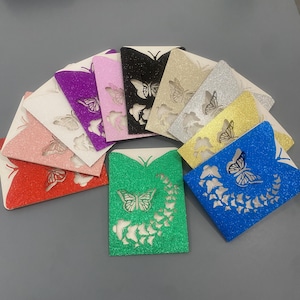 Glitter Butterfly Laser Cut Invitation Cover: Quinceanera, Wedding