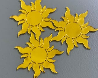 Tangled Sun Die Cuts, Rapunzel Sun, Tangled Birthday, Summer Die Cuts, Beach Die cut, Gold Acrylic Sun Rapunzel Princess Sun, Tangled Sun 2&quot;