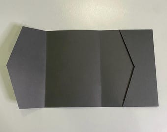 Black Matte Tri-Fold Invitation Pocketfold, A7 5x7 inches