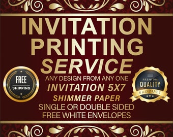 5x7 Invitation Printing Service: Shimmer Cardstock, White Envelopes