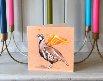Festive Partridge greetings card