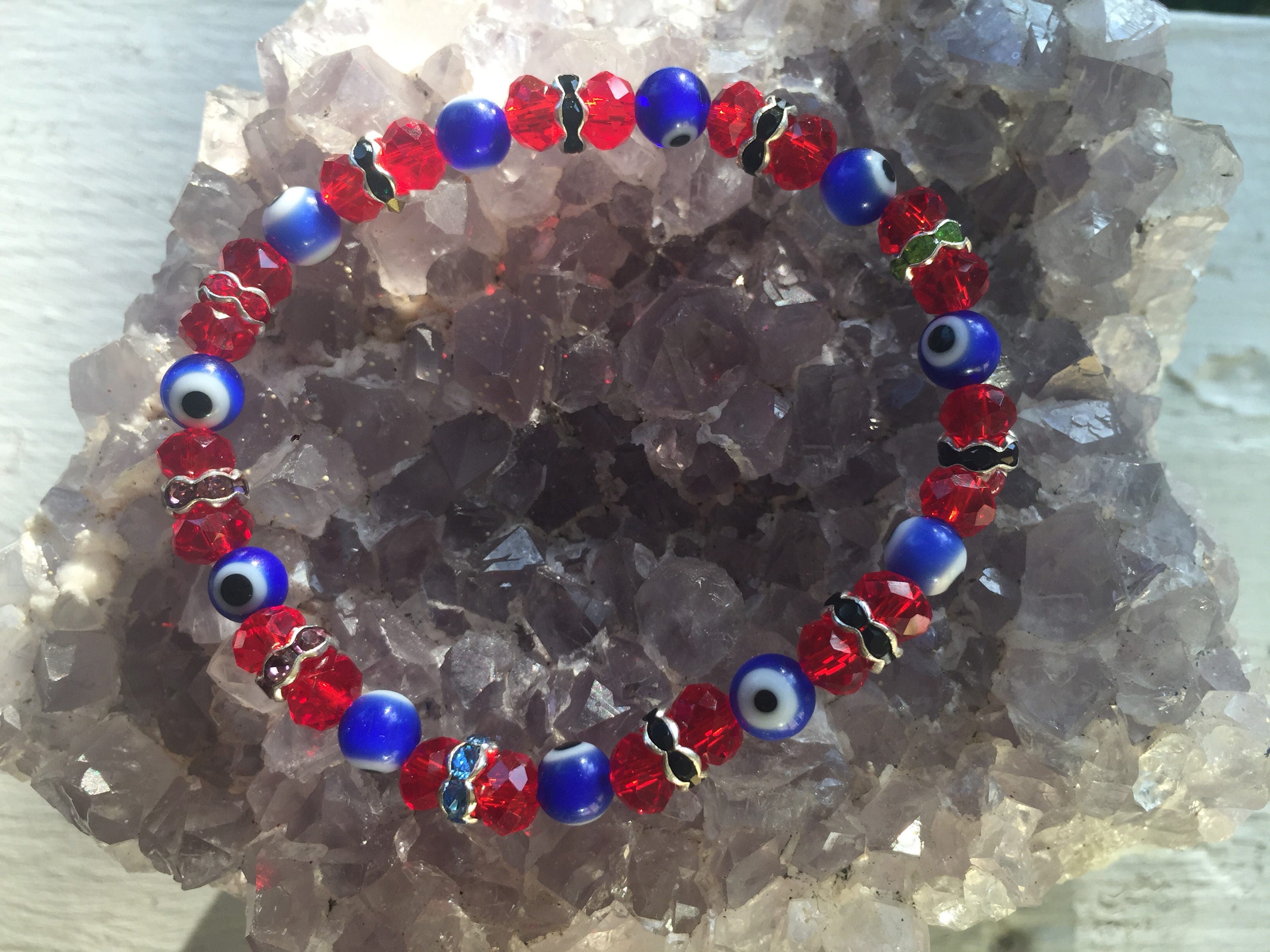 Red Blue Turkish Evil Eye Beaded Bracelet Nazar Boncuk Jewelry Etsy