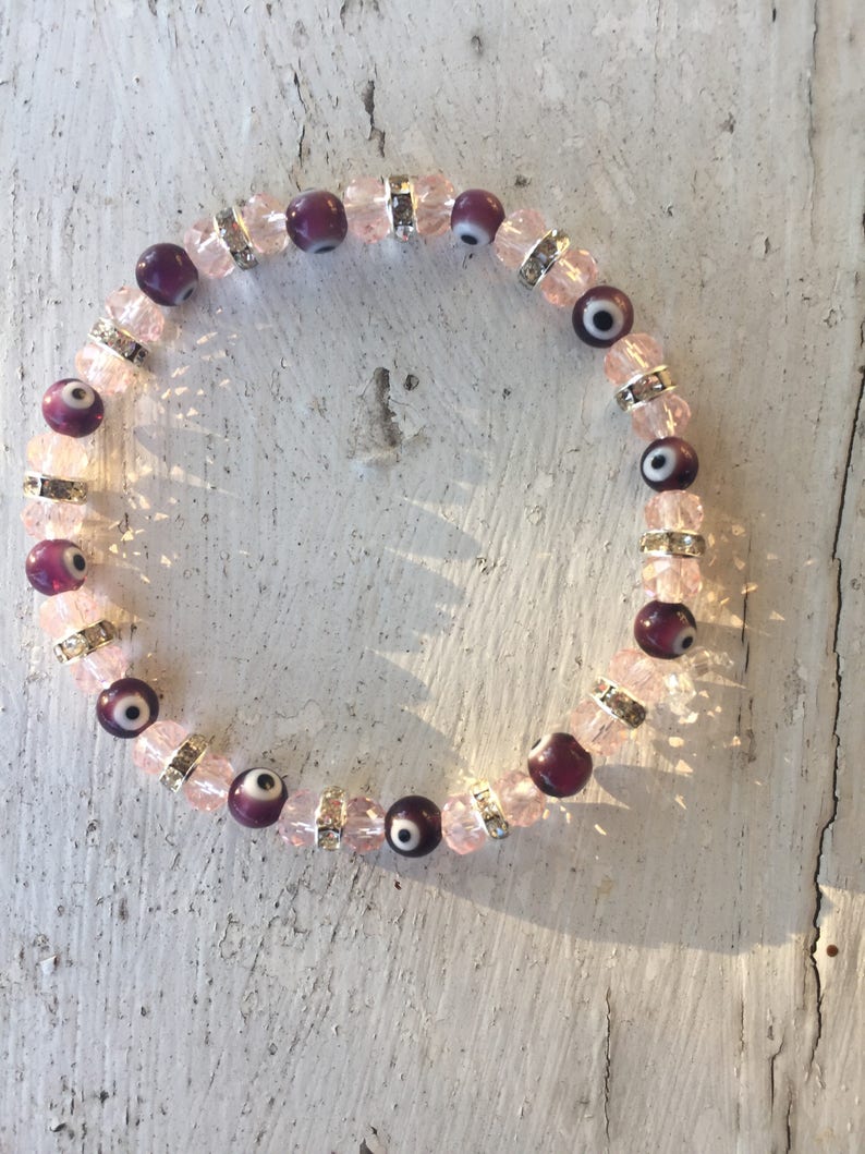 Pink Turkish Evil Eye Beaded Bracelet Nazar Boncuk Jewelry Etsy